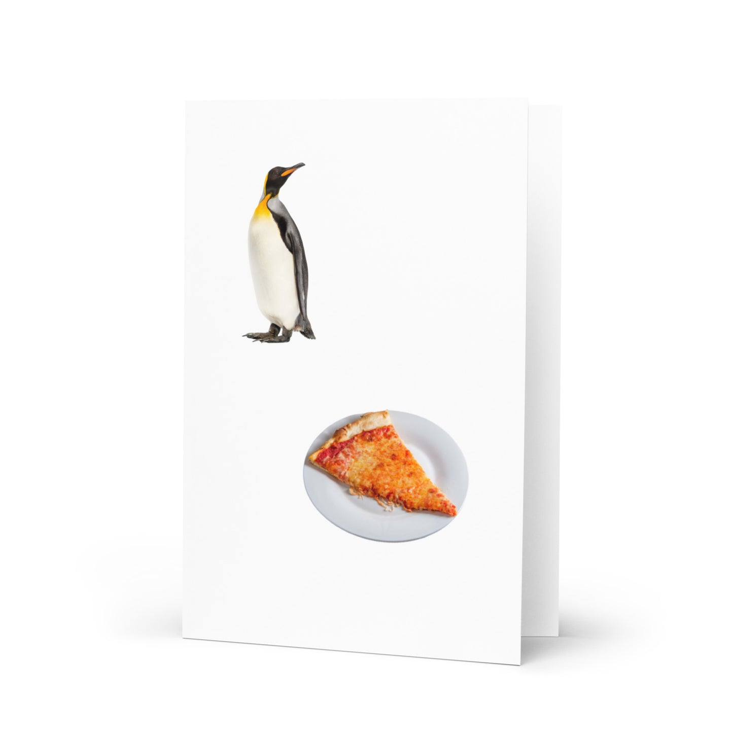The Durable, Fun-Loving Special Penguin and Pizza Greeting Card