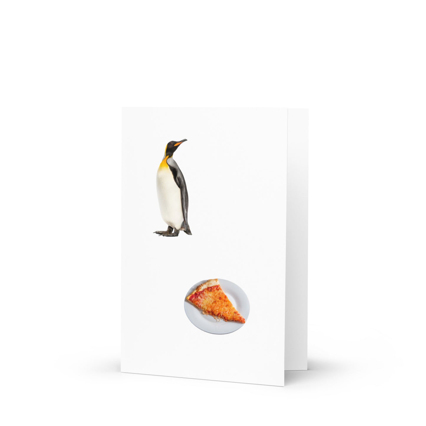 The Durable, Fun-Loving Special Penguin and Pizza Greeting Card