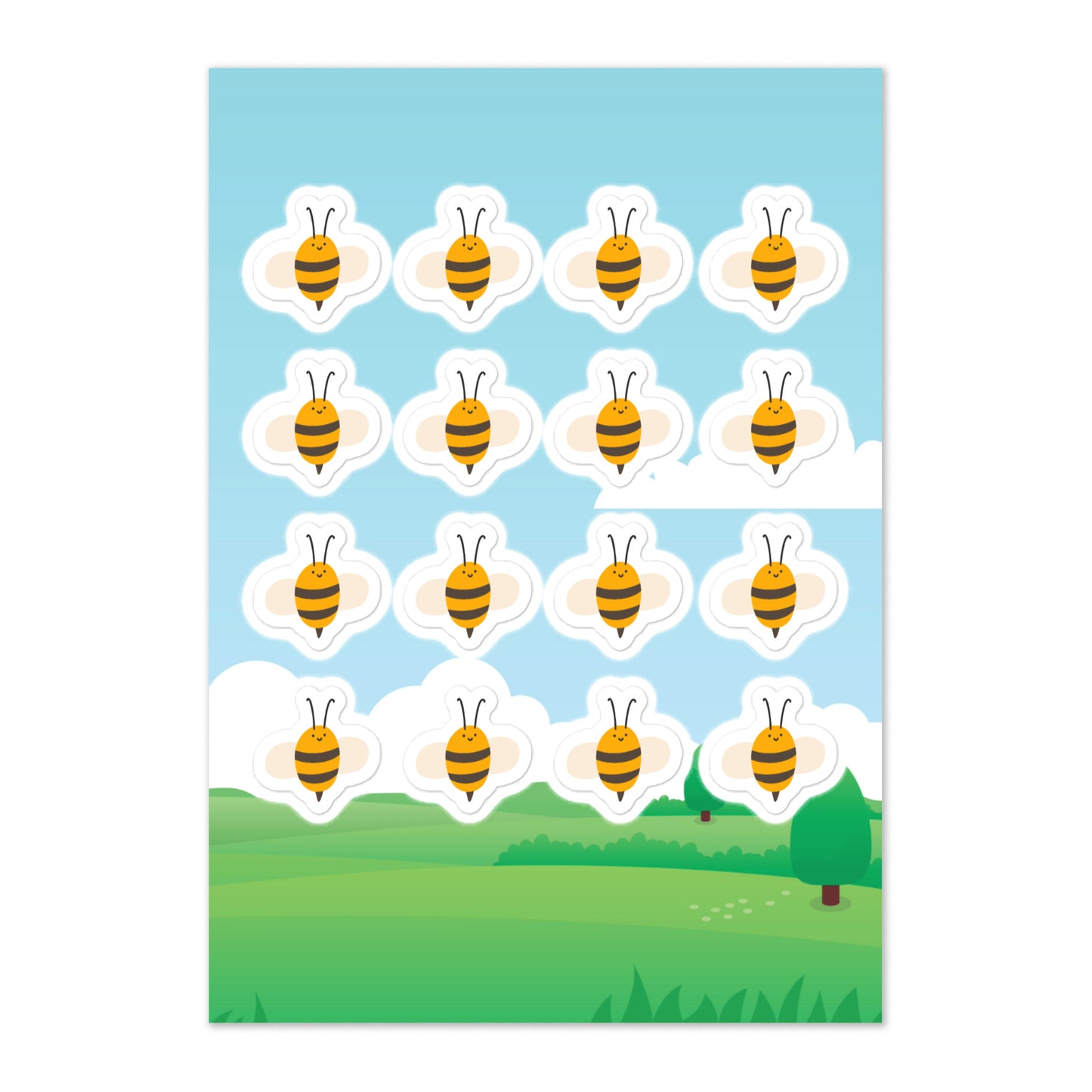 2 Year Durability Mood-Boosting Little Bees Sticker Sheet