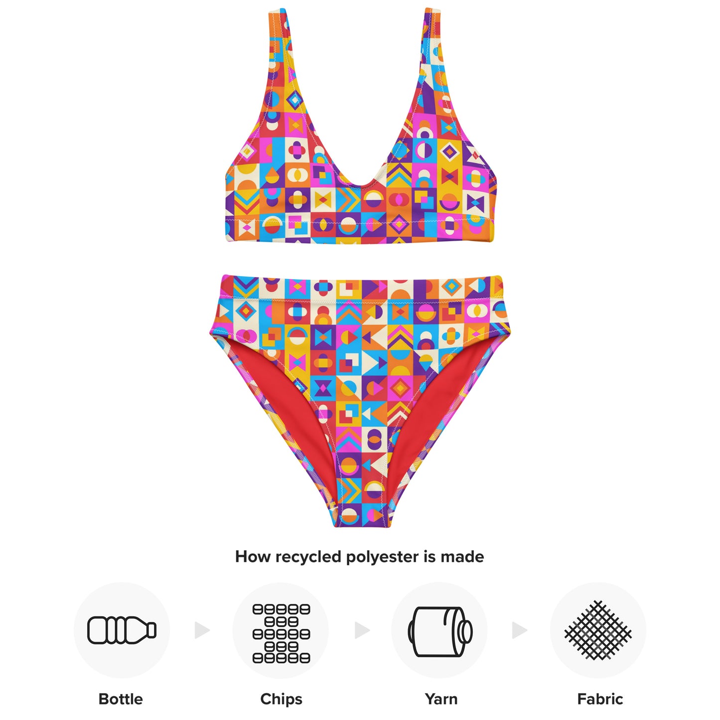 Flavors of the World Radiant Confidence Abstract Recycled Sports Bikini Set