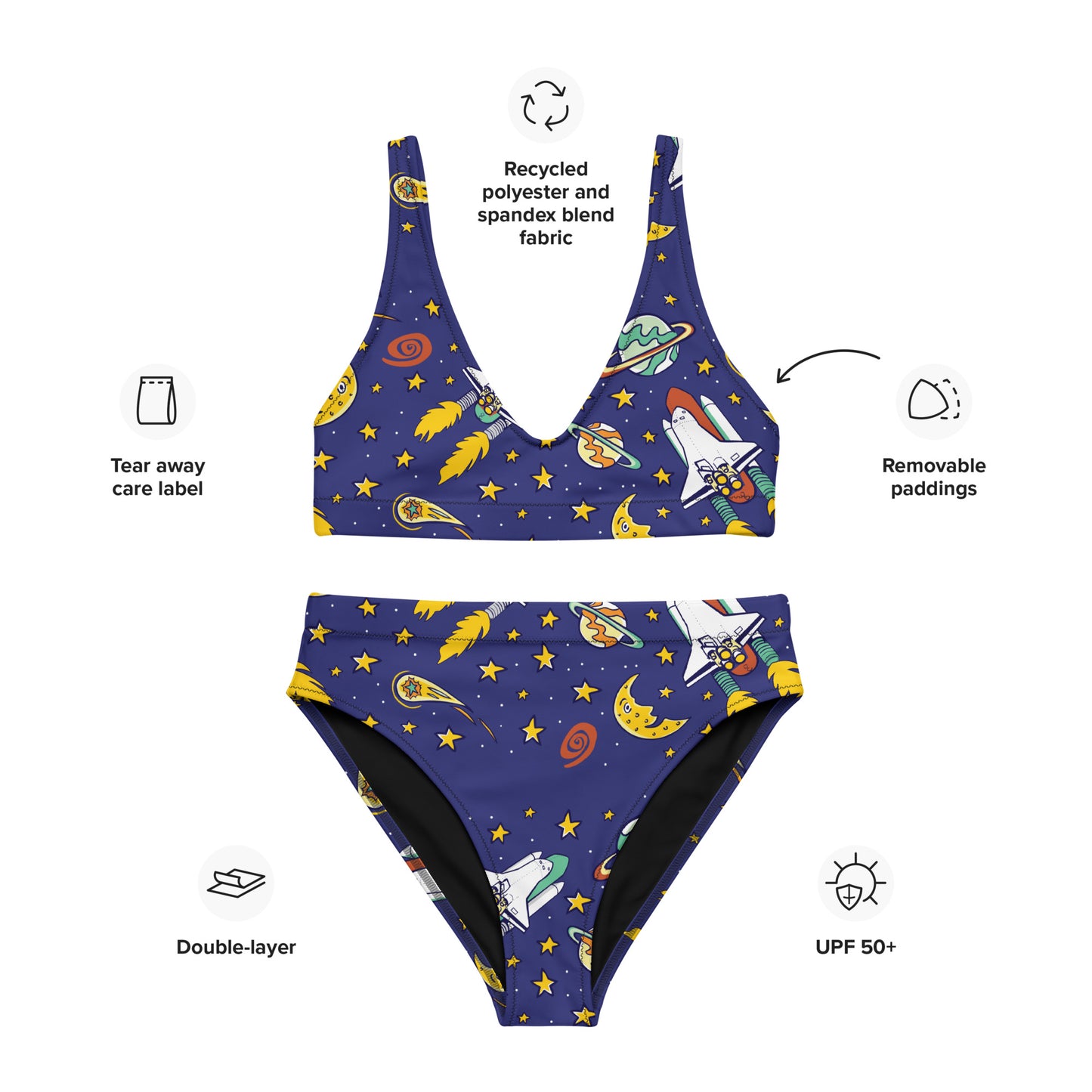 The Comforting Cosmic Adventure Eco-Friendly Sports Bikini Set