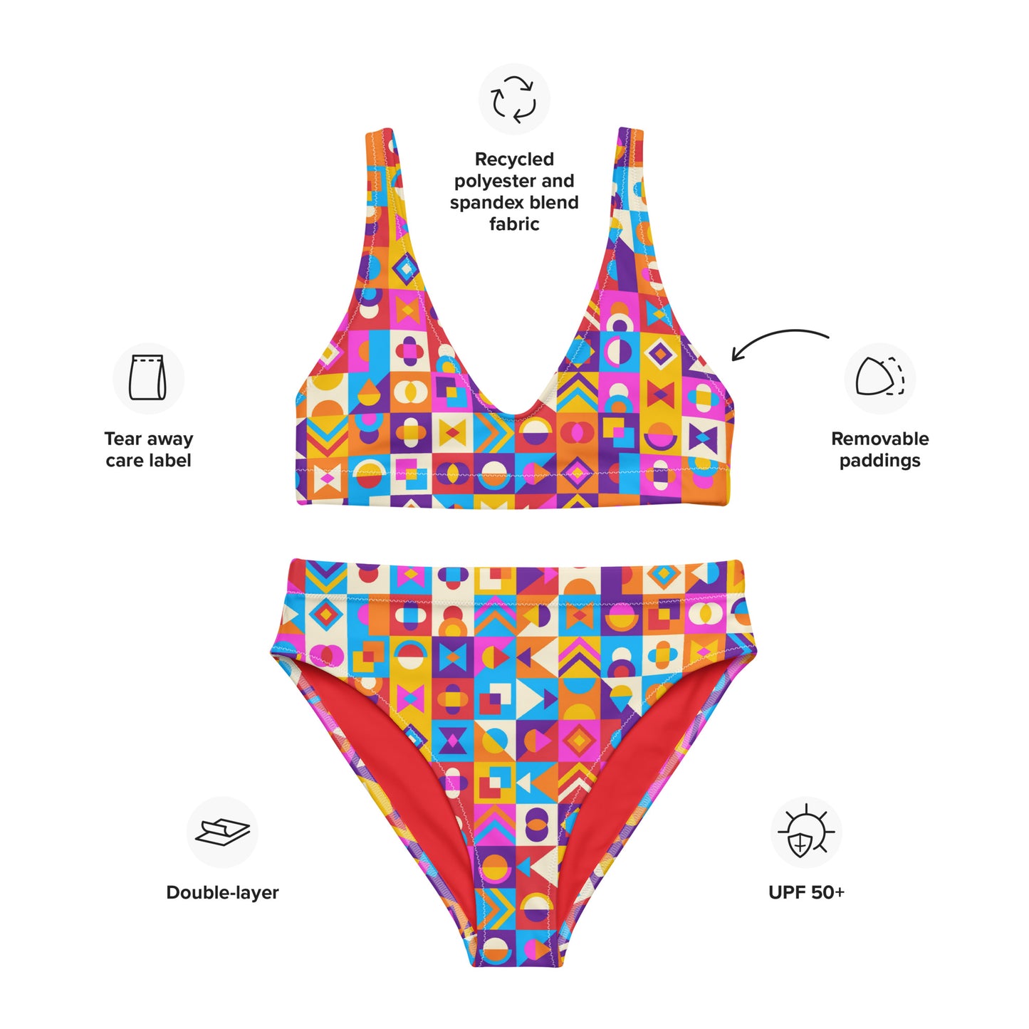 Flavors of the World Radiant Confidence Abstract Recycled Sports Bikini Set