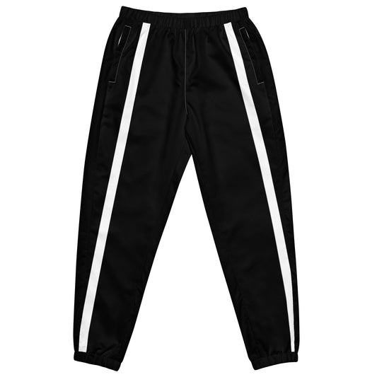 Sleek Water-Resistant Black Pants with Stripe and Zip Pockets