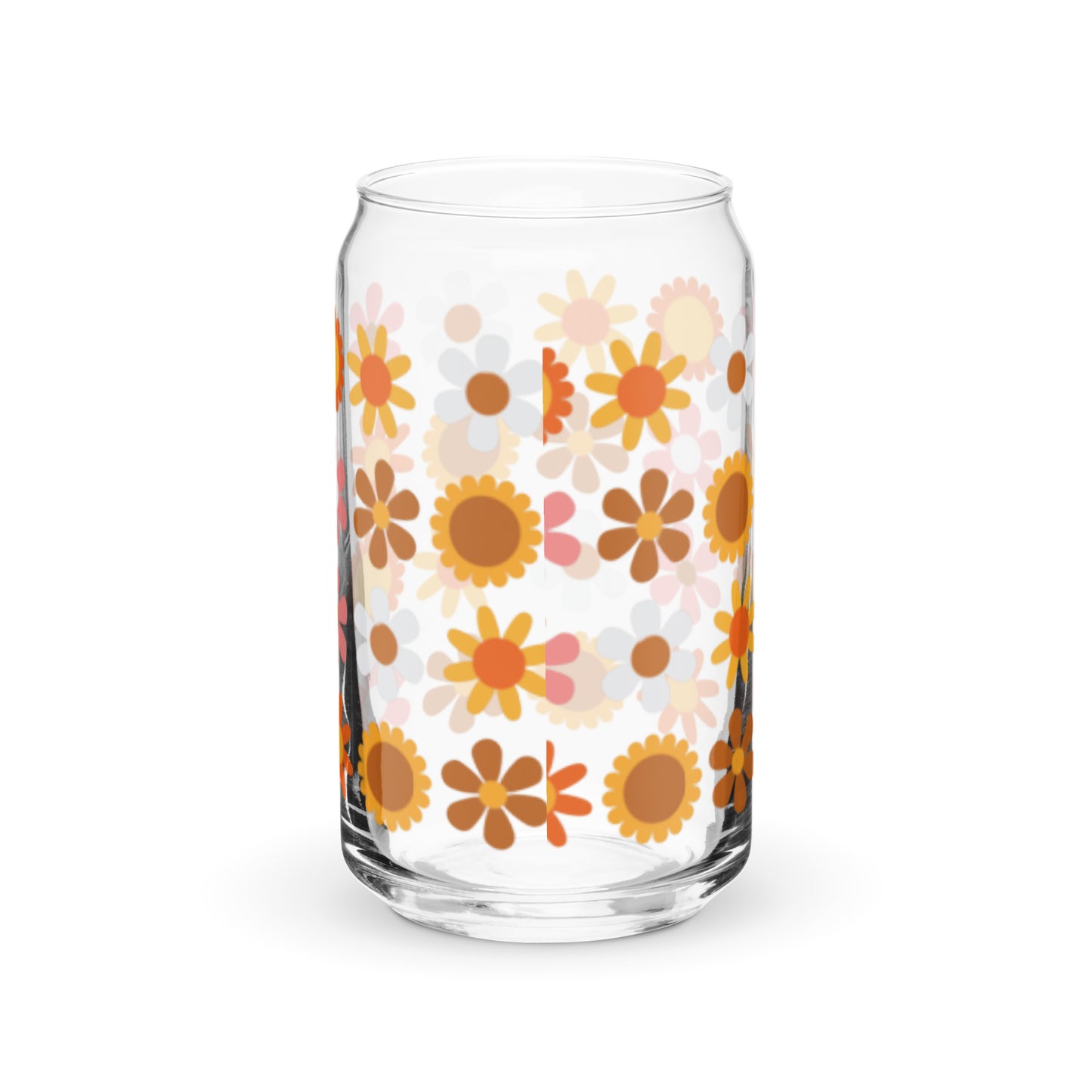 Happy Mod Orange Flowers Can-Shaped Glass