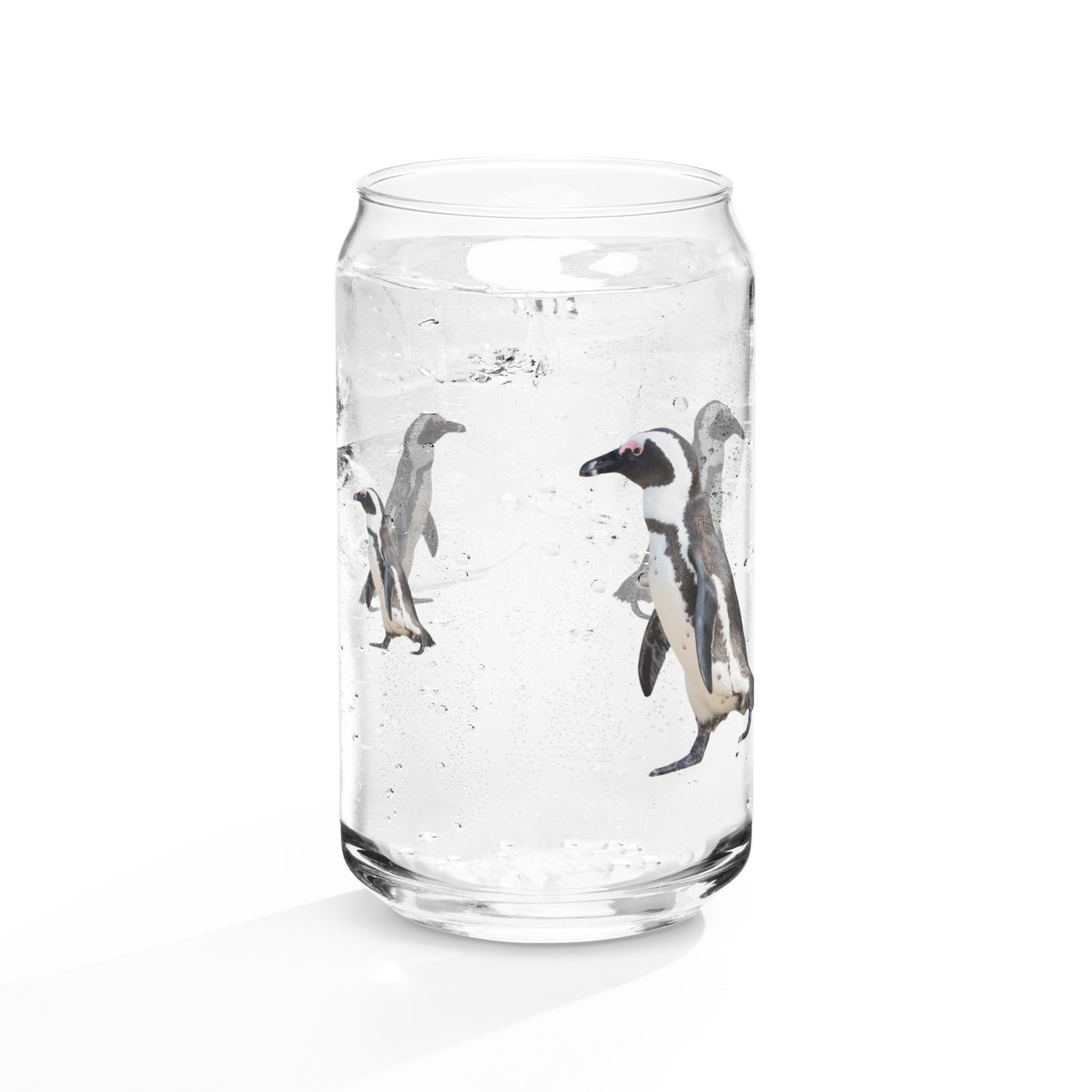 Penguin Parade can-shaped glass