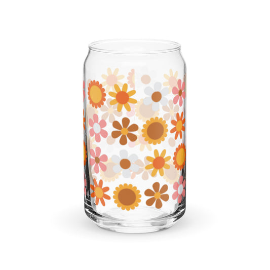 Happy Mod Orange Flowers Can-Shaped Glass