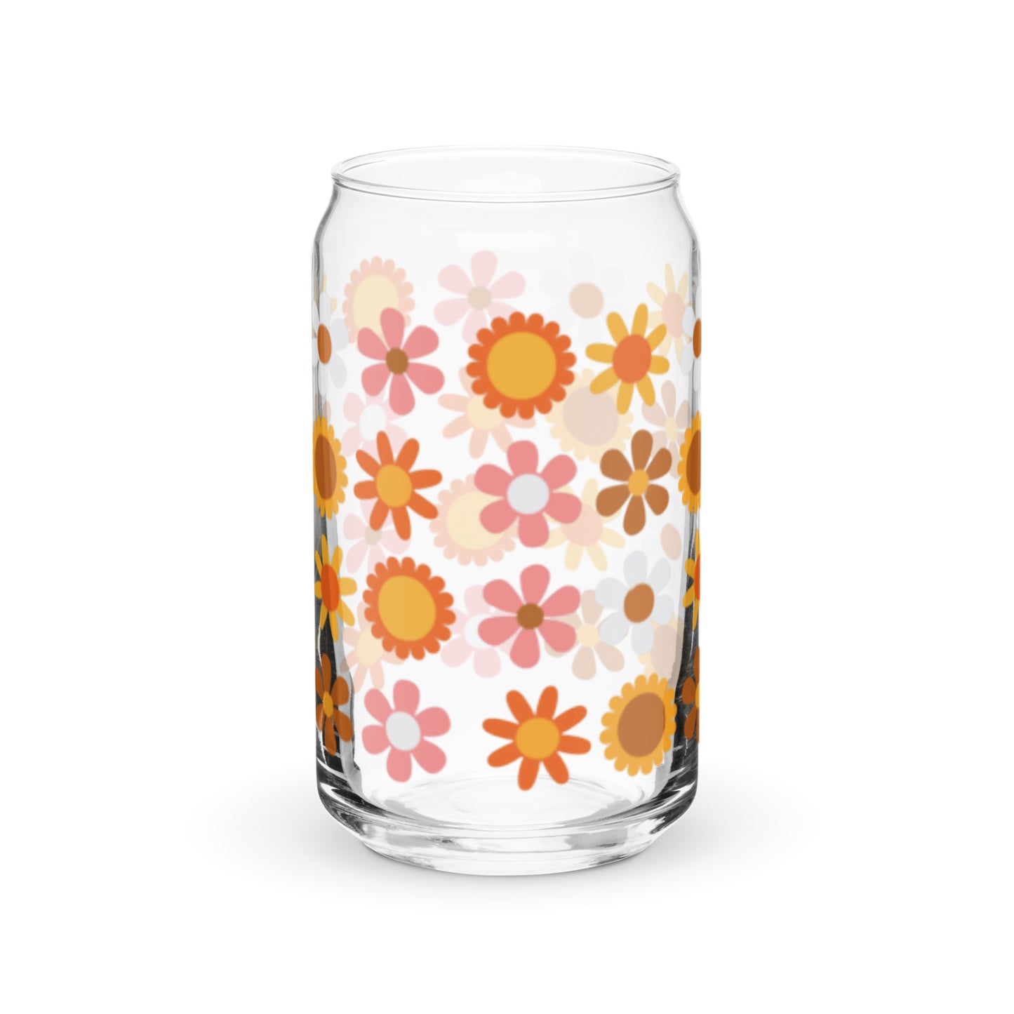 Happy Mod Orange Flowers Can-Shaped Glass