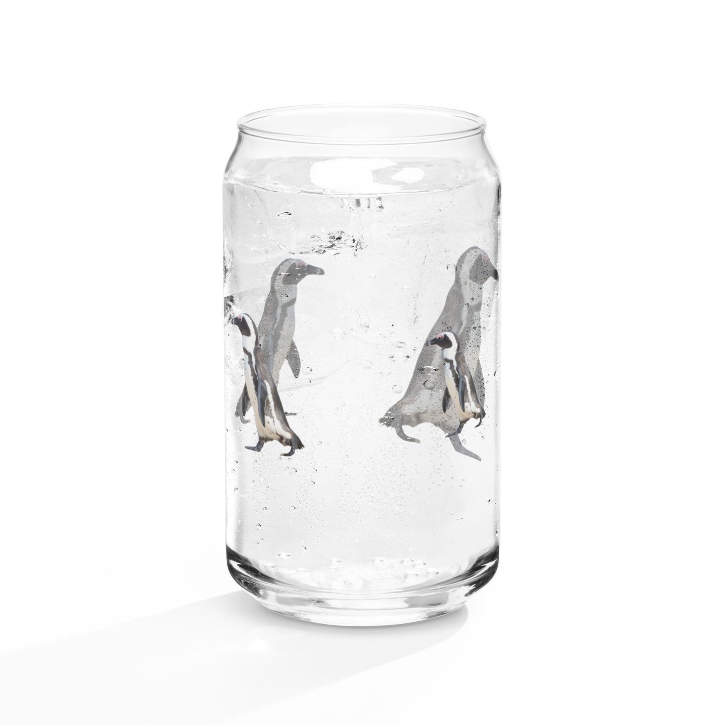 Penguin Parade can-shaped glass