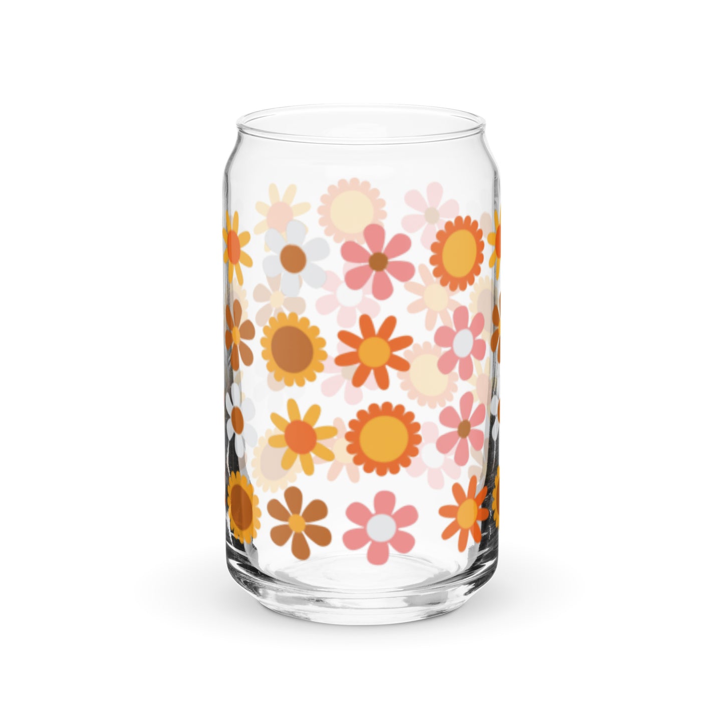 Happy Mod Orange Flowers Can-Shaped Glass