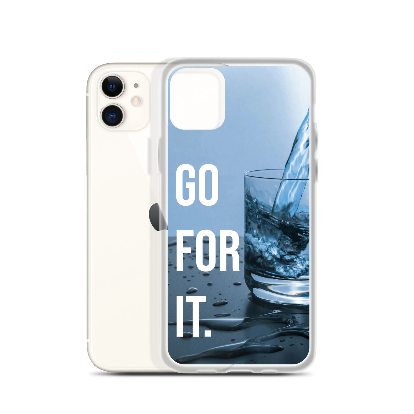 The Motivating Go-For-It with Water Background Clear Case for iPhone®