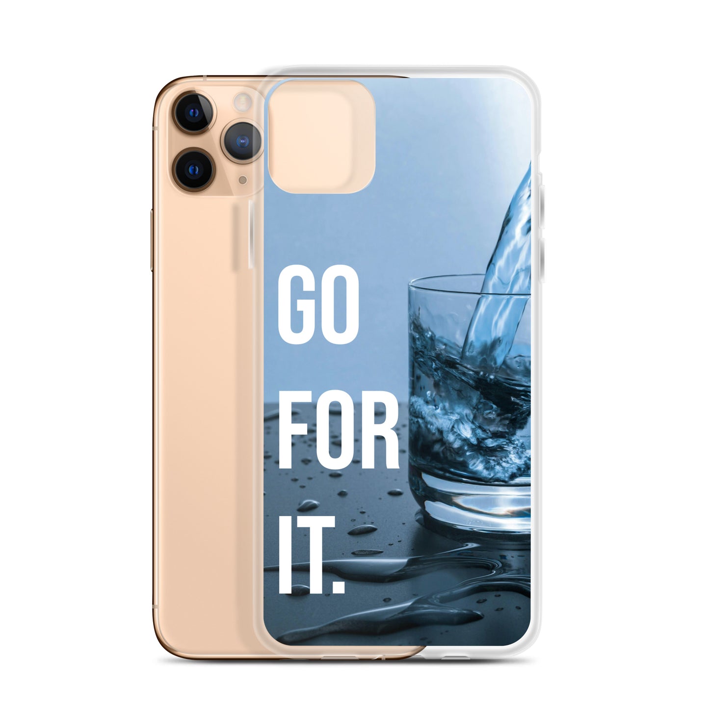 The Motivating Go-For-It with Water Background Clear Case for iPhone®