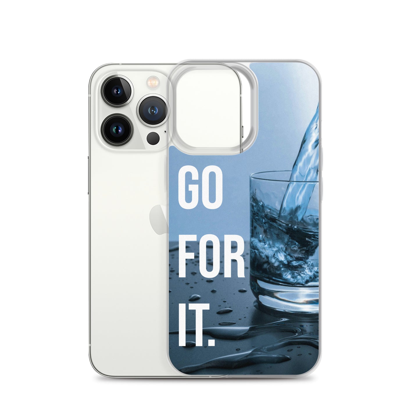 The Motivating Go-For-It with Water Background Clear Case for iPhone®