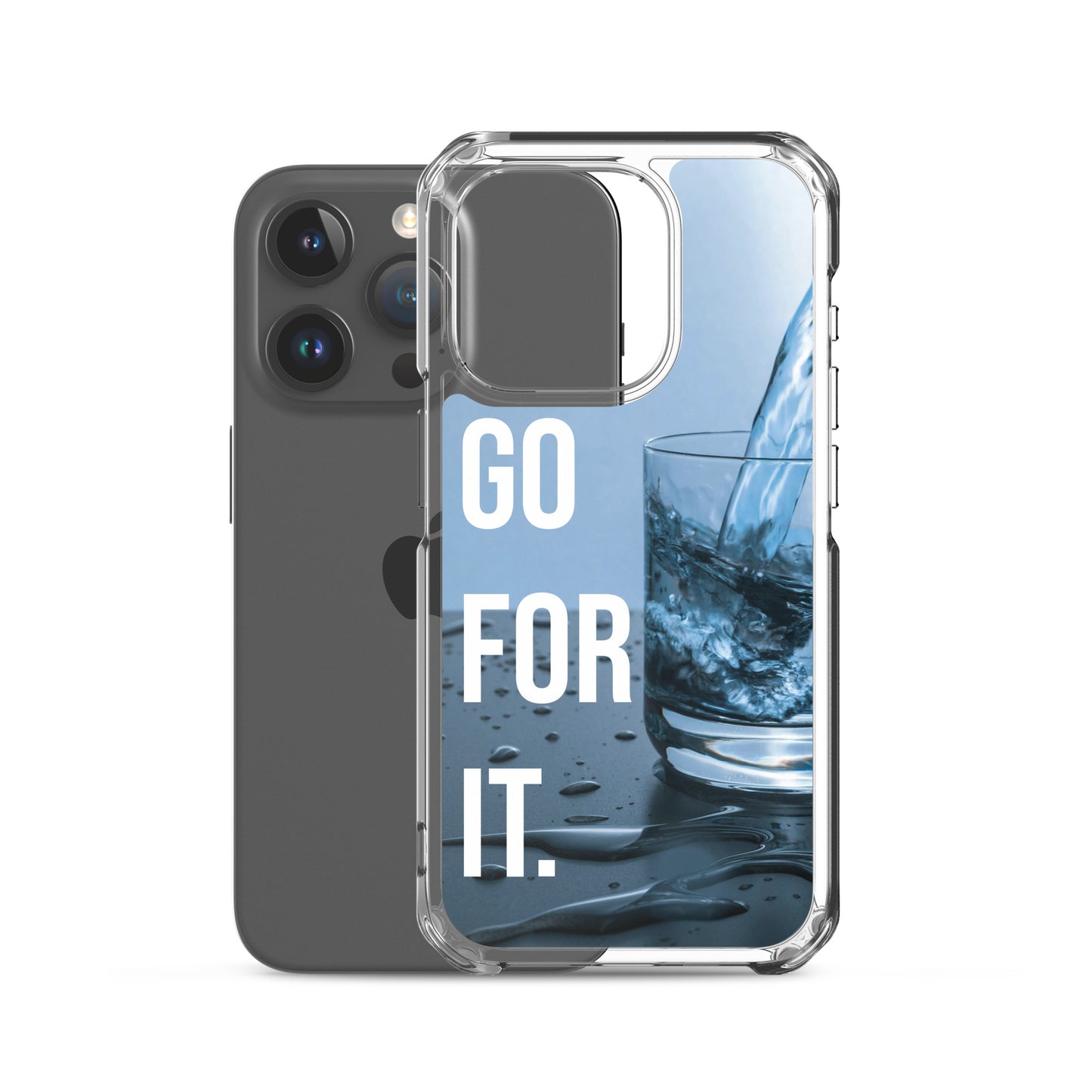 The Motivating Go-For-It with Water Background Clear Case for iPhone®