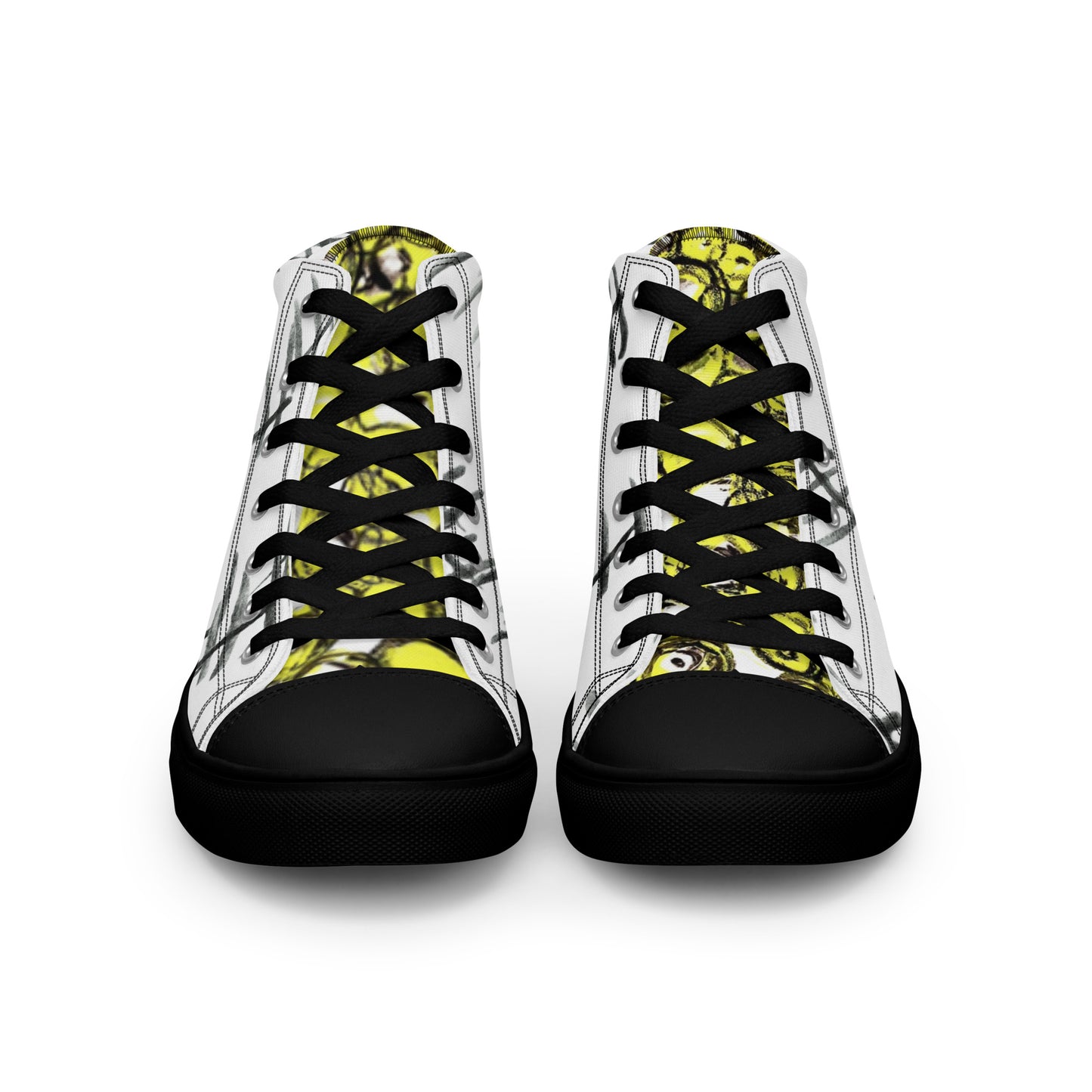 Tally Treads High Tops - Handmade, Artist-Signed (Yellow-Cell Structure Shoe Tongue)