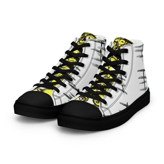 Tally Treads High Tops - Handmade, Artist-Signed (Yellow-Cell Structure Shoe Tongue)