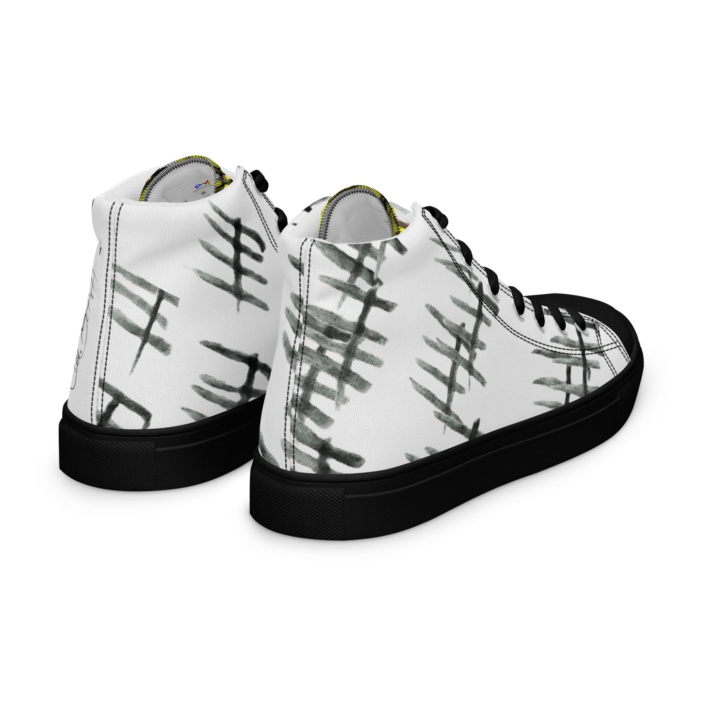 Tally Treads High Tops - Handmade, Artist-Signed (Yellow-Cell Structure Shoe Tongue)