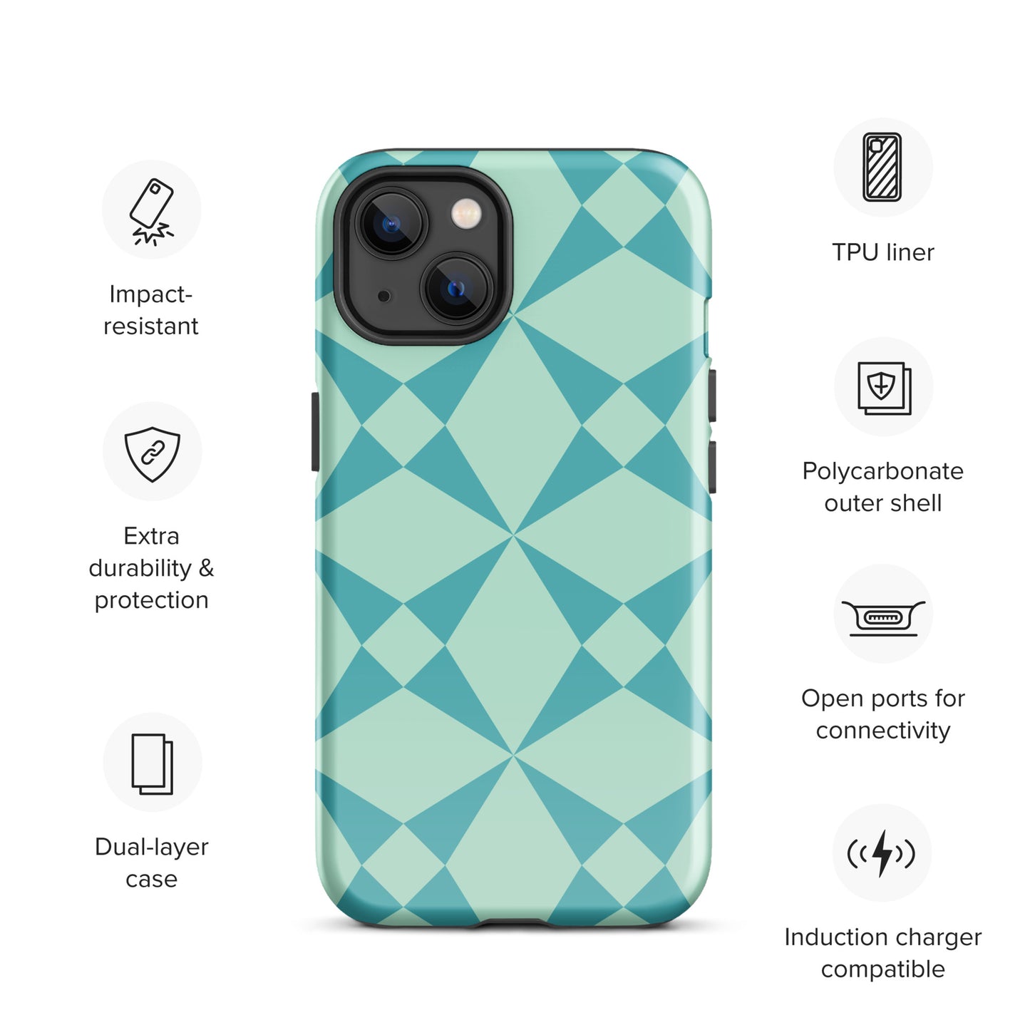 The Impact-Resistant Enthralling Bright Creative Patterns Tough Guardian Case for iPhone® With Dual-Layer Protection