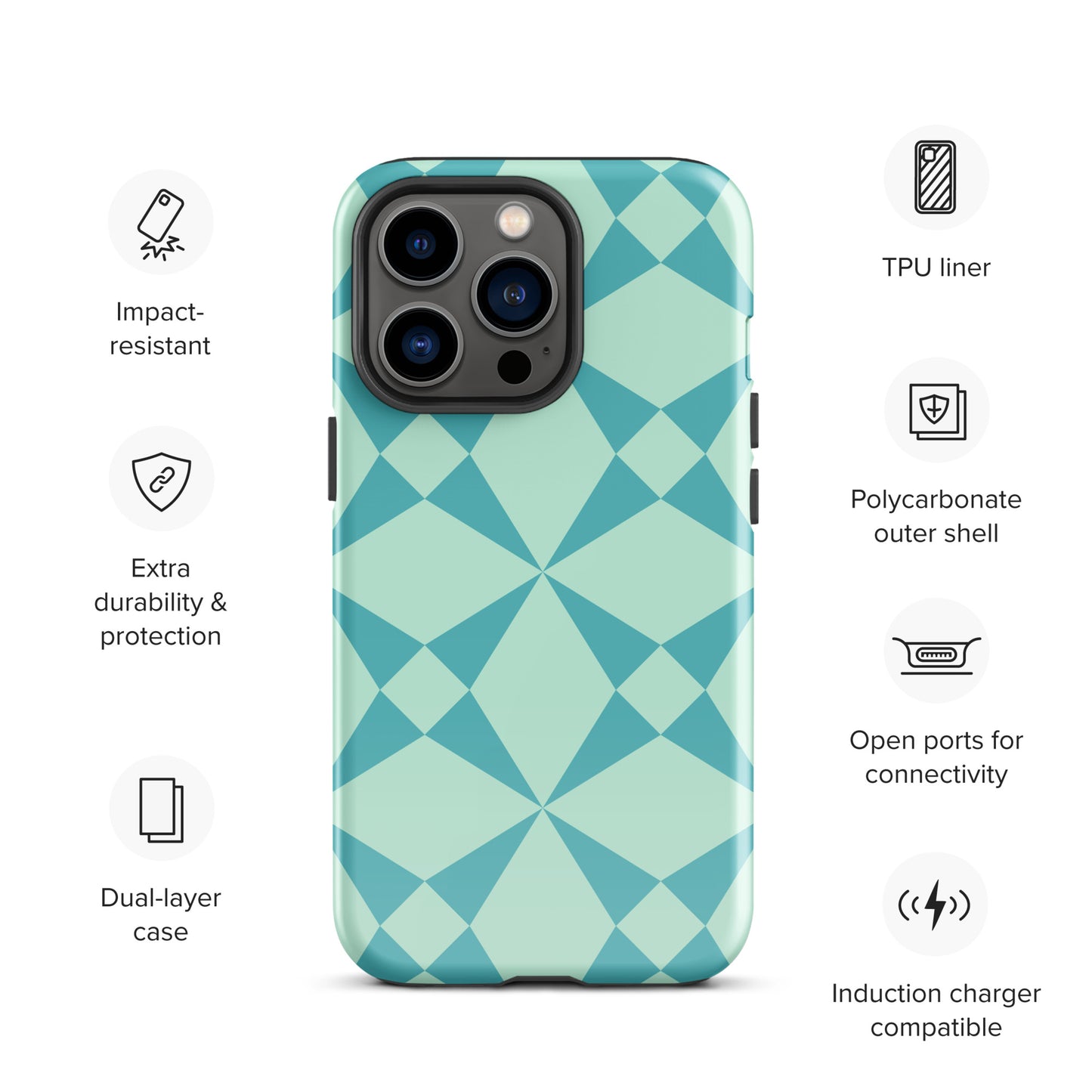 The Impact-Resistant Enthralling Bright Creative Patterns Tough Guardian Case for iPhone® With Dual-Layer Protection